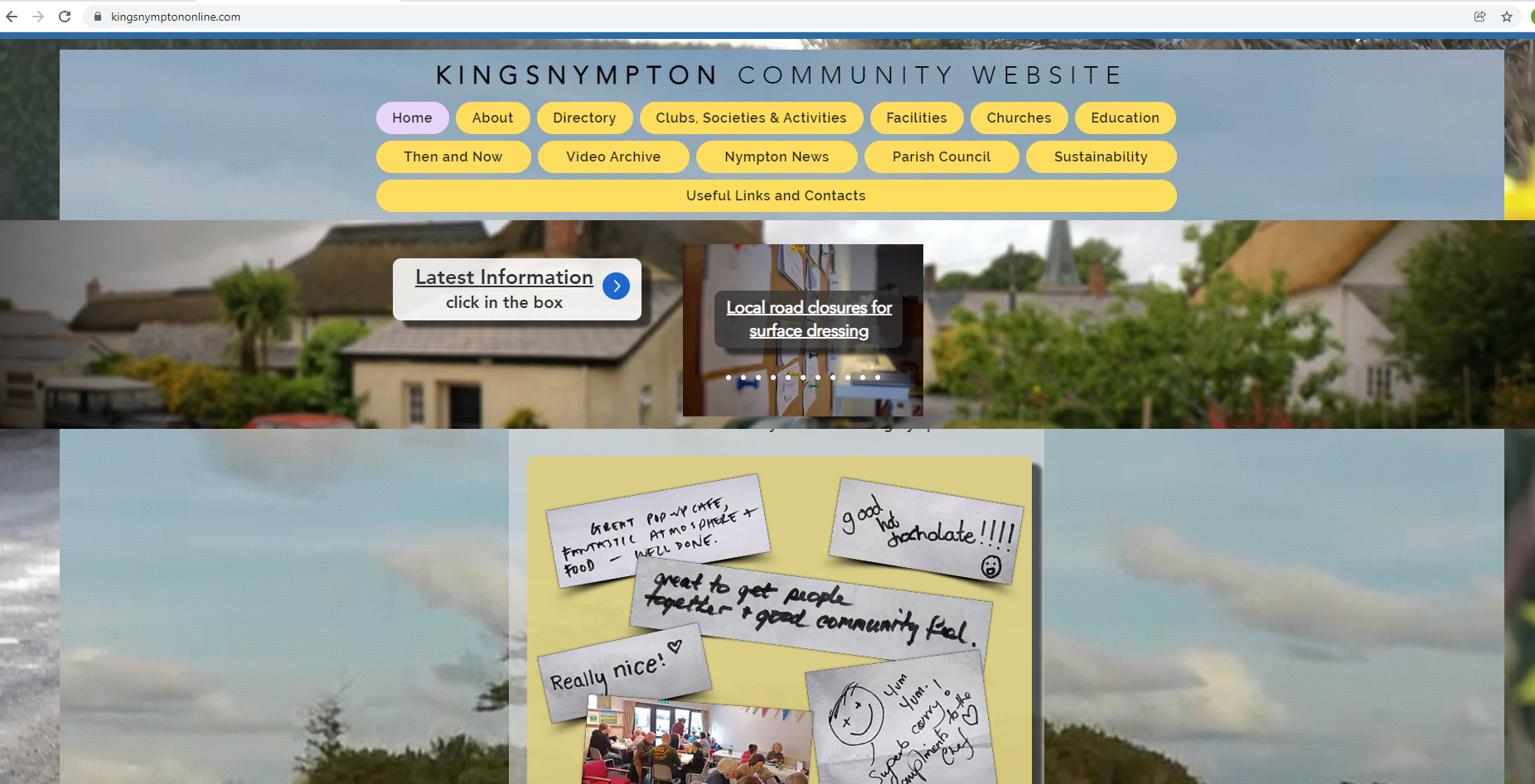 A picture of Kings Nympton village website